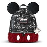 Ghiozdan pentru fetite Disney Mickey Mouse cu paiete reversibile,urechi si material plusat rosu 32 cm