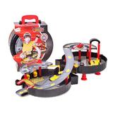 Set pista si garaj MalPlay sub forma de roata cu masini ,elicopter si accesorii 