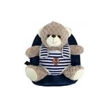 Ghiozdan pentru gradinita, cu ursulet de plus detasabil, Ceg Bleumarin, 28 cm