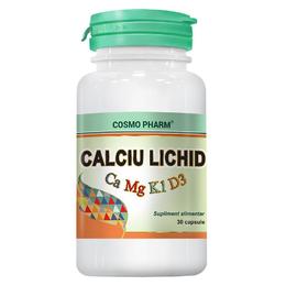Calciu lichid cu magneziu, vitamina k1, vitamina d3 cosmo pharm, 30 capsule