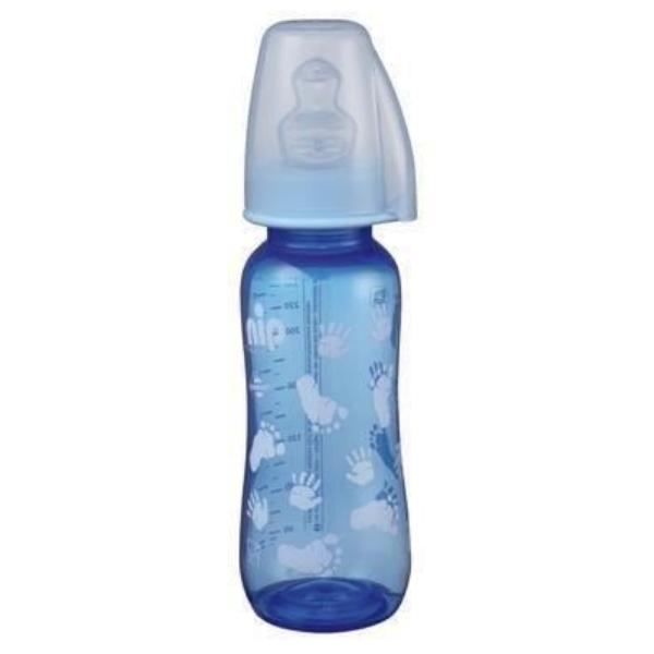 Biberon cu Tetina Silicon Ortodontica - Nip Trendy Boy, Debit Mediu 0-6 luni, 250 ml