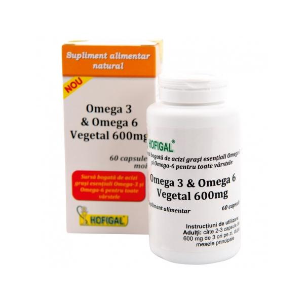 Omega 3 & Omega 6 Vegetal 600mg - Hofigal, 60 capsule moi