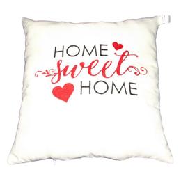 Perna decorativa home sweet home, alb, 40 x 40 cm