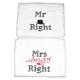 Set 2 prosoape personalizate Mr & Mrs Right - Happy Gifts