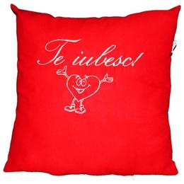 Perna decor te iubesc, rosu, 40x40 cm model 1