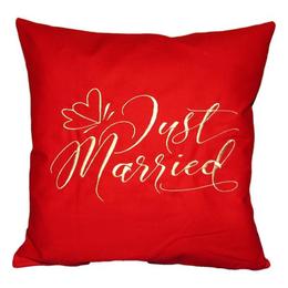 Perna decor just married, rosu, 40x40 cm - happy gifts