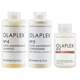 Pachet de intretinere pentru toate tipurile de par olaplex - sampon bond maintenance 250ml, balsam bond maintenance 250ml, crema bond smoother 100ml