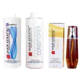Pachet pentru par uscat si normal ihair keratin - sampon 1000ml, balsam 1000ml, tratament 100ml