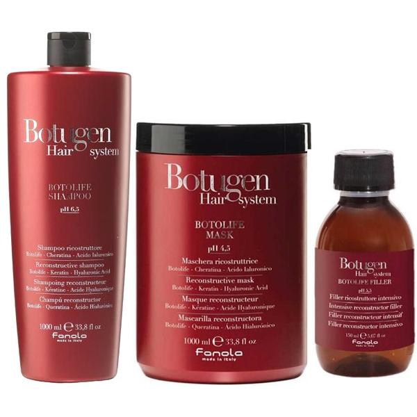 Pachet pentru Reconstructia Parului Deteriorat Fanola Botugen Hair System - Sampon 1000ml, Masca 1000ml, Tratament 150ml