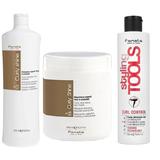 Pachet pentru Par Cret si Ondulat Fanola Curly Shine - Sampon 1000ml, Masca 1000ml, Fluid Definire Bucle 250ml