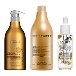 Pachet nutritiv l'oreal professionnel nutrifier - sampon 500ml, balsam 750ml, ulei 70ml