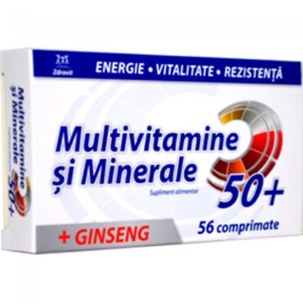 Multivitamine + Minerale + Ginseng 50+ Zdrovit, 56 comprimate