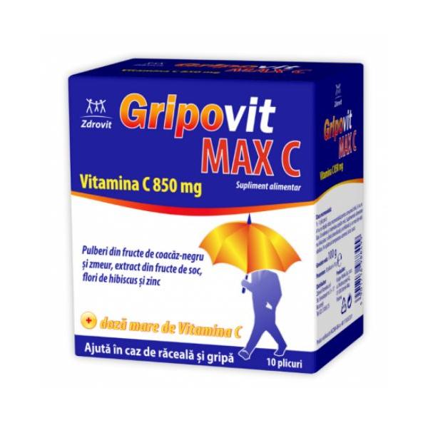 Gripovit Mix Vitamina C 850 MG Zdrovit, 10 plicuri