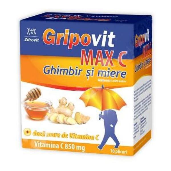 Gripovit Mix Vitamina C 850 MG cu Ghimbir si Miere Zdrovit, 10 plicuri