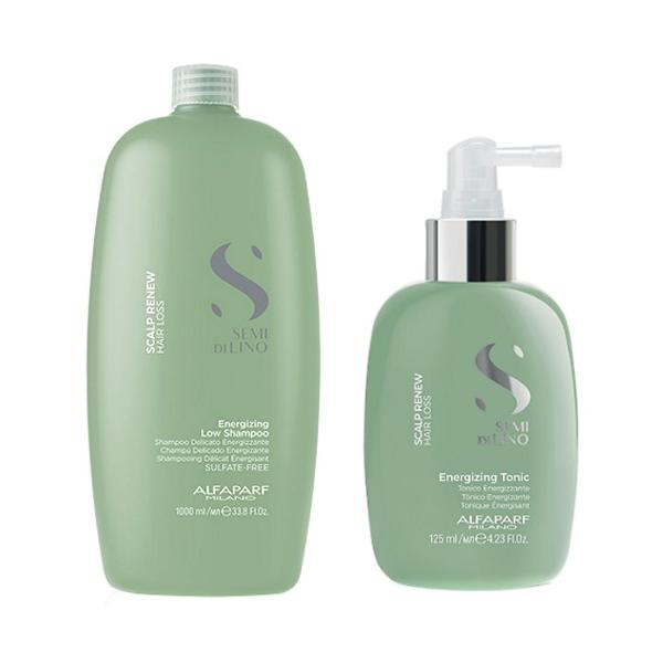 Pachet impotriva Caderii Parului Alfaparf Milano Semi Di Lino Scalp Renew Hair Loss Energizing- Sampon 1000 ml, Lotiune Tonica 125 ml