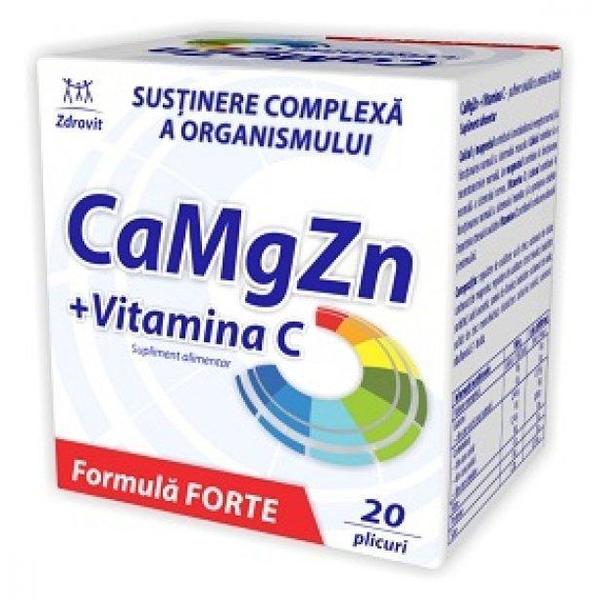 Ca + Mg + Zn + Vitamina C Forte Zdrovit, 20 plicuri