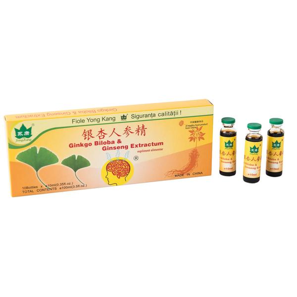 Ginkgo Biloba si Ginseng Yong Kang, 10 fiole x 10 ml