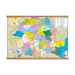 Harta de perete - romania. harta administrativa + harta fizica, editura carta atlas