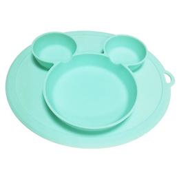 Farfurie silicon pentru bebelusi, mickey, verde lemon, antiderapanta +6 luni