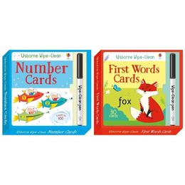 Set avantajos de carduri Scrie si Sterge pentru invatarea numerelor si cuvintelor Wipe-clean First Words si Numbers