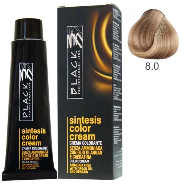 Vopsea crema fara amoniac - black professional line sintesis color cream ammonia free, nuanta 8.0 light blond, 100ml