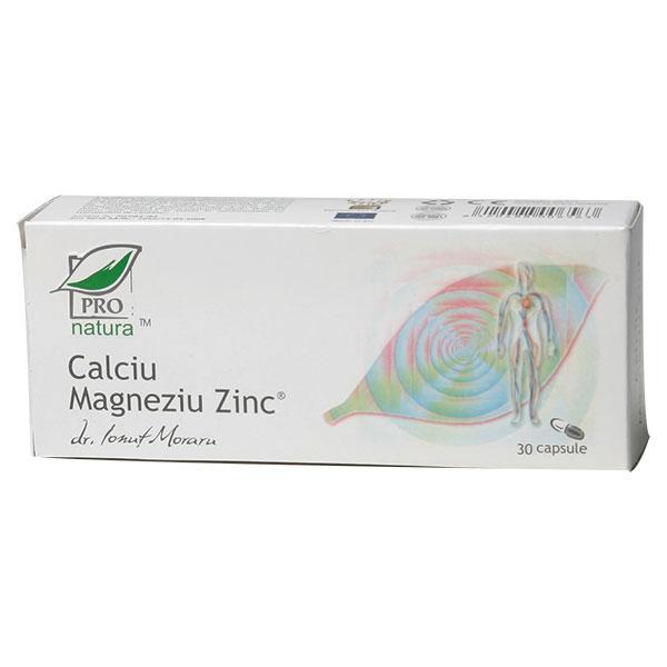 Calciu, Magneziu, Zinc Pro Natura Medica, 30 capsule