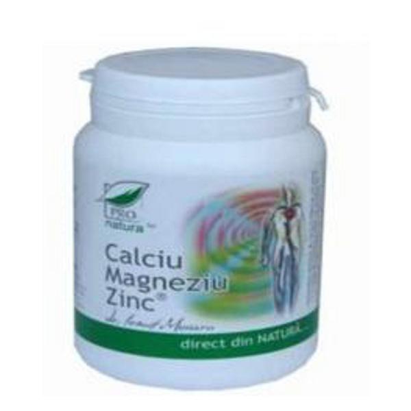 Calciu, Magneziu, Zinc Pro Natura Medica, 150 capsule
