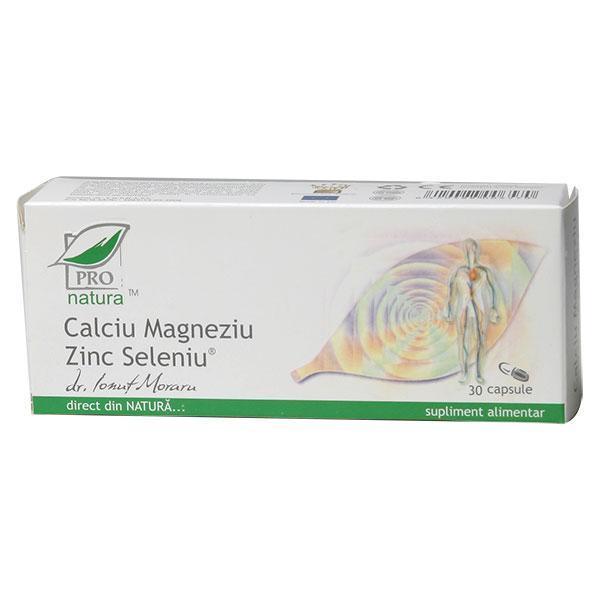 Calciu, Magneziu, Zinc, Seleniu Pro Natura Medica, 30 capsule