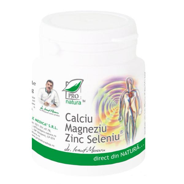 Calciu, Magneziu, Zinc, Seleniu Pro Natura Medica, 150 capsule