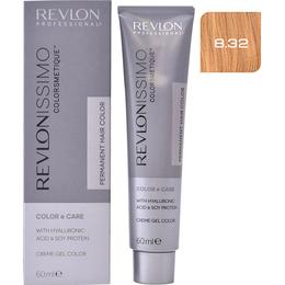Vopsea permanenta - revlon professional revlonissimo colorsmetique permanent hair color, nuanta 8.32 light golden pearl blonde, 60ml