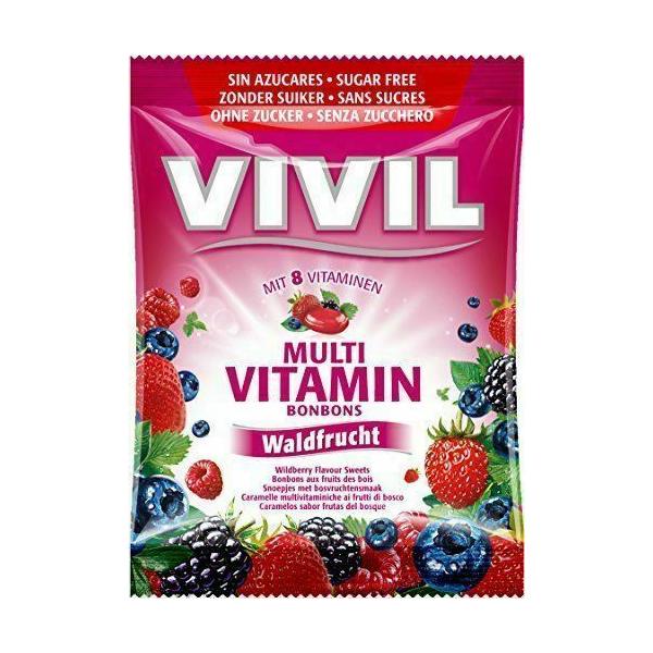 Bomboane fara Zahar cu Fructe de Padure si Multivitamine Vivil, 60 g