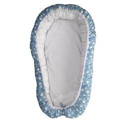 Patut portabil, baby nest, culcus bebe, 0-9 luni, lavabil, 2 fete, stelute albastre