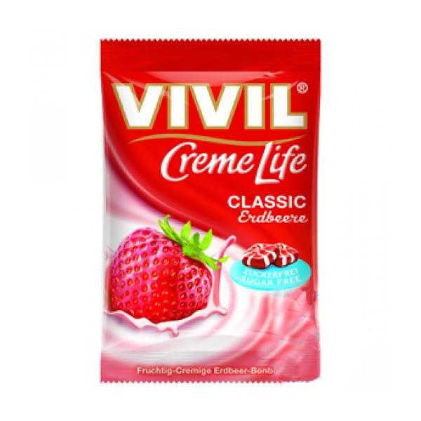 Bomboane fara Zahar cu Capsuni Creme Life Vivil, 110 g