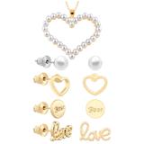 Set Colier si 4 Perechi Cercei Gold Heart Lucy Style 2000