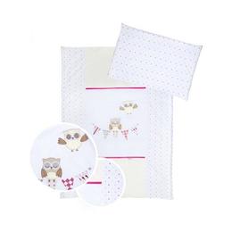 Set lenjerie brodata 3 piese night birds klups - pink