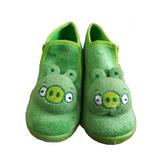 Papuci de interior cu model Angry Birds, Verde, marimea 23