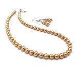 Set colier si cercei, perle Swarovski, 38 cm, Golden Queen, Zia Fashion