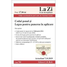Codul penal si legea pentru punerea in aplicare act. 7.10.2019, editura c.h. beck