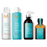 Pachet Hidratant - Moroccanoil - Sampon 250 ml, Balsam 250 ml, Crema Hidratanta 300 ml, Ulei de Par Nutritiv 25 ml