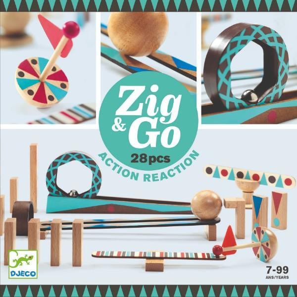 Zig&Go Djeco, set de construcție trasee, 28 piese