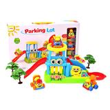 Set parcare si garaj MalPlay pentru copii cu 3 masini si tobogan, 19 piese multicolore