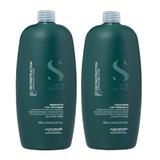Pachet 2 x Sampon de Reconstructie pentru Par Deteriorat - Alfaparf Milano Semi Di Lino Reconstruction Reparative Low Shampoo A - Z Bond Complex, 1000 ml