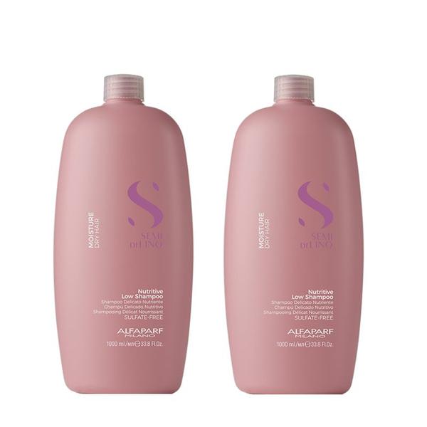 Pachet 2 x Sampon Hidratant pentru Par Uscat - Alfaparf Milano Semi Di Lino Moisture Nutritive Low Shampoo, 1000ml