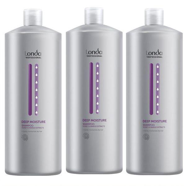 Pachet 3 x Sampon Intens Hidratant - Londa Professional Deep Moisture Shampoo 1000 ml