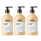 Pachet 3 x Sampon Reparator pentru Par Deteriorat - L'Oreal Professionnel Absolut Repair Gold Quinoa + Protein Shampoo, 500ml