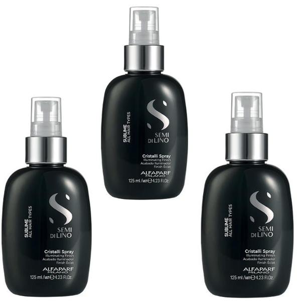 Pachet 3 x Spray pentru Stralucire - Alfaparf Milano Semi Di Lino Sublime Cristalli Spray Illuminating Finish, 125ml