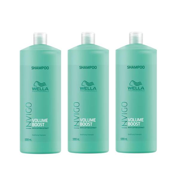 Pachet 3 x Sampon pentru Volum - Wella Professionals Invigo Volume Boost Bodifying Shampoo, 1000ml