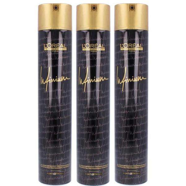 Pachet 3 x fixativ cu fixare strong - l'oreal professionnel infinium strong hairspray 500 ml