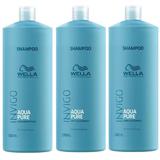 Pachet 3x Sampon Purificator impotriva Excesului de Sebum - Wella Professionals Invigo Aqua Pure Purifying Shampoo, 1000ml