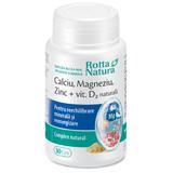 Calciu, Magneziu, Zinc + Vitamina D2 Naturala Rotta Natura, 30 capsule